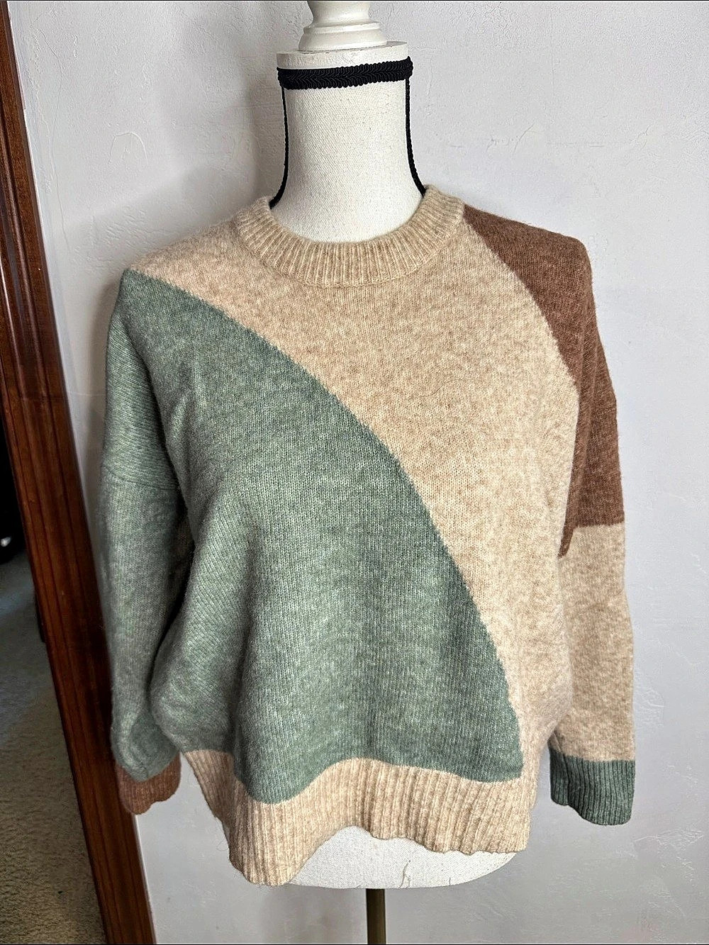 Madewell Color Block Wool Blend Sweater Size Medium Like New